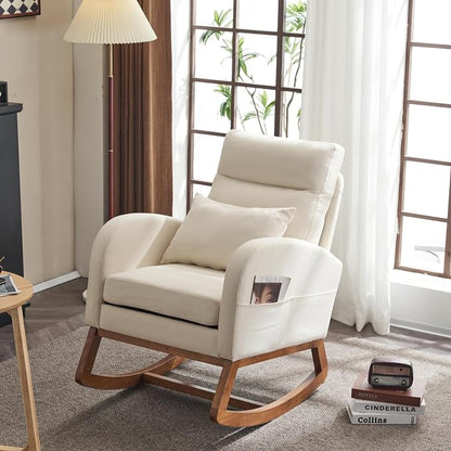 VINGLI Beige Linen Nursery Rocking Chair by VINGLI