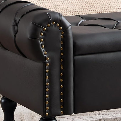 Storage Bench for Bedroom, Faux Leather 51" End of Bed Bench, Queen Size Bench - Image 8