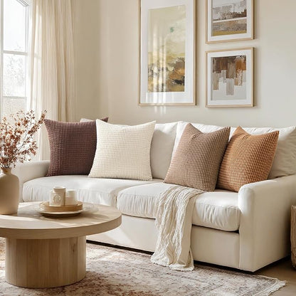 MIULEE Modern Farmhouse Decorative Lumbar Pillow Covers 20x20 Inch Set of 4 - Image 6