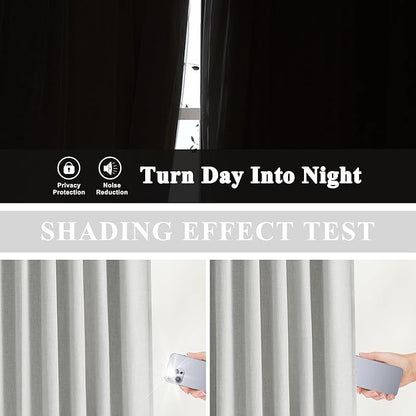 Vision Home Light Gray Pinch Pleated Full Blackout Curtains Linen Blended 60" - Image 5