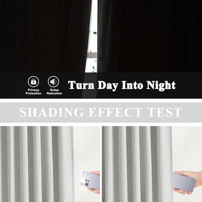 Vision Home Light Gray Pinch Pleated Full Blackout Curtains Linen Blended 60" - Image 5