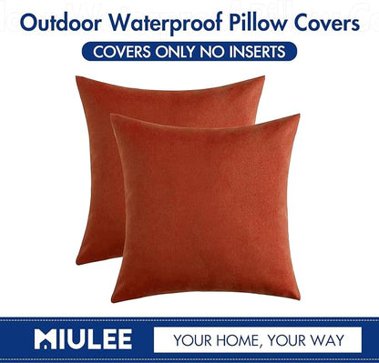 MIULEE Pack of 2 Decorative Outdoor Solid Waterproof Throw Pillow Covers Euro - Image 6