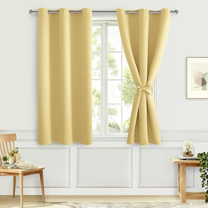 Blackout Curtains for Bedroom, 2 Panels, Light Yellow, 42 x 54 Inch | Thermal - Image 8