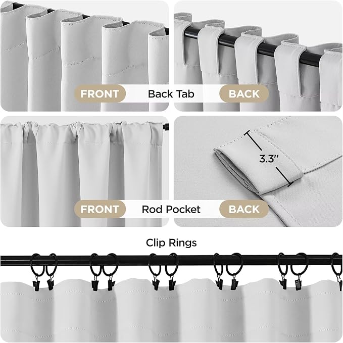 Joydeco 90 Inch 60% Blackout White Curtains 2 Panels, Elegant Soft Sheer - Image 3