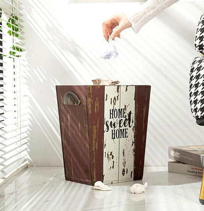 Small Wood Trash Can Wastebasket, Farmhouse Rectangular Garbage Can Waste Basket - Image 3
