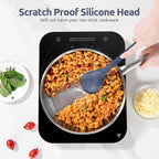 600ºF Heat Resistant Silicone Spoon: U-Taste 13.3in Solid Kitchen Cooking Spoon, Nonstick Food Grade Large Soup Rubber Utensil for Mixing, Serving, Stirring, Basting, for Pot Cookware (Midnight Blue)