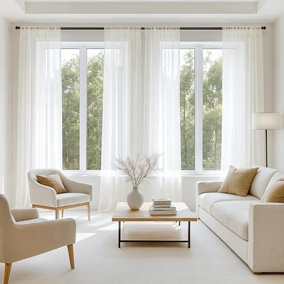 MIULEE Ivory Sheer Curtains 63 Inches Long 4 Panels 42 x 63 Inches | Light by MIULEE