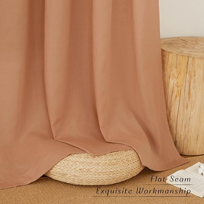 NICETOWN Linen Burlap Burnt Orange Window Treatments, Grommet Thick Privacy - Image 7