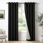 100% Blackout Linen Textured Curtains 84 Inch Long, Light Blocking, Thermal by 100BlackoutShield