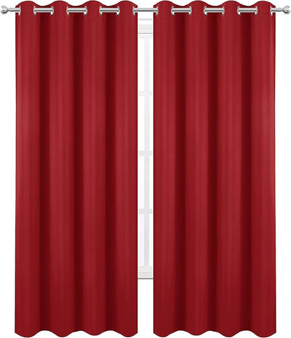 Blackout Curtains 66 x 84 inch/Bright Red Curtains Set of 2 Panels/Thermal - Image 2