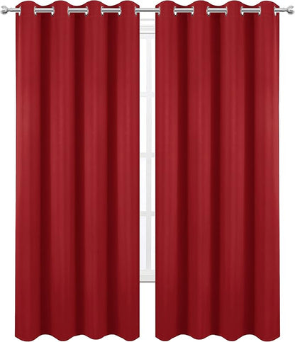 Blackout Curtains 52 x 84 inch/Bright Red Curtains Set of 2 Panels/Thermal - Image 2