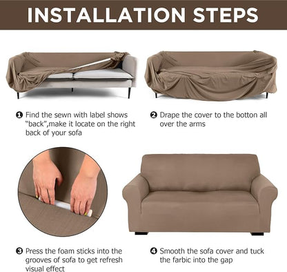 Peryiter 3 Pcs Couch and Loveseat Covers Set Sofa Cover - Image 3