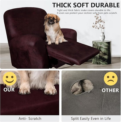 ANARACHON Leather Like Recliner Chair Covers Heavy Duty, 4 Pieces Recliner Cover - Image 7