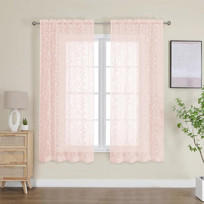 Furman Blush Sheer Curtains 63 inch Length - Image 2