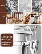 Coffee Canister 4 Pcs Stainless Steel Food Container with Clear Lids Airtight Container Stackable Canisters Kitchen Pantry Storage for Cereal, Snacks, Candy, Herbs, Spices, Sugar, Tea (1.8L Silver-4)