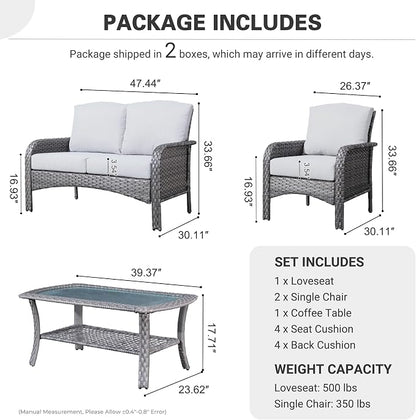 ovios 4-Piece Patio Furniture Set, Outdoor Wicker Sofa - Image 8