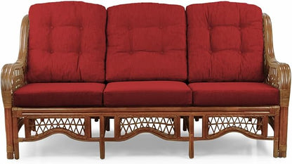 Malibu Lounge Set of 4: 2 Natural Rattan Wicker Chairs, Three-Seater Sofa - Image 9