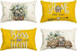 AVOIN colorlife Bless Our Home Farmhouse Eucalyptus Leaves Throw Pillow Covers by AVOINcolorlife