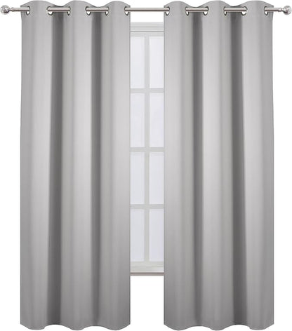Blackout Curtains 42 x 95 inch/Light Grey Curtains Set of 2 Panels/Thermal - Image 2