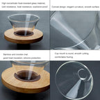 Transparent Glass Coffee Dripper Coffee Filter Holder Coffee Filter Cone with Wooden Pad Coffee Funnel
