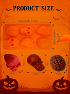 Halloween Silicone Molds & Gothic Chocolate Molds - 3D Skull, Heart, and Brain Halloween Baking Mold for DIY Cake, Chocolate, Jello, Ice Cube, Soap, Resin, and Candle Halloween Decorations