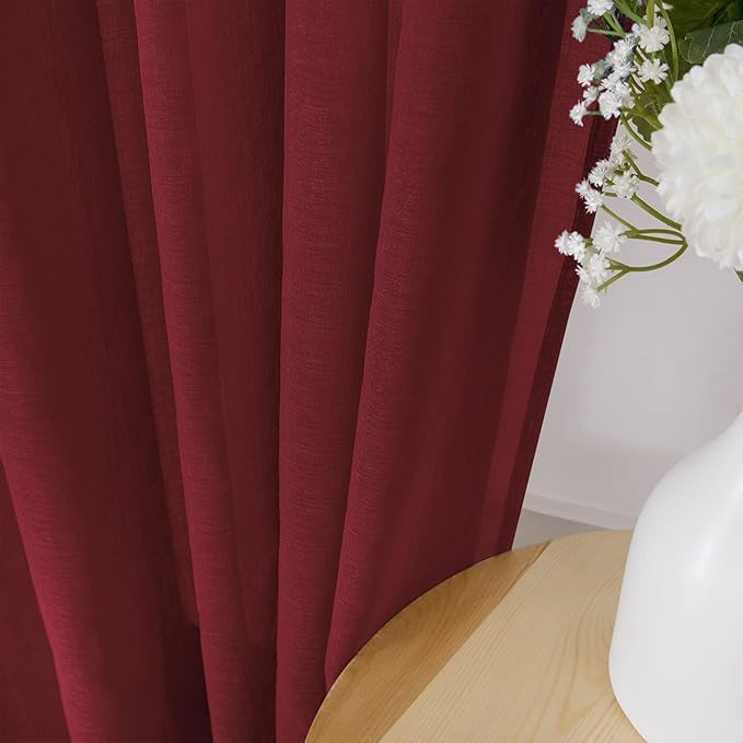 Tollpiz Short Sheer Curtain Living Room Linen Textured Curtains Sheer Light - Image 3