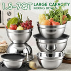 Mixing Bowls Set, 27PCS Stainless Steel Mixing Bowl with Lid Set, Large Nesting Bowls 7, 4.5, 3, 2.5, 2, 1.5QT, Measuring Cups and Spoons Baking Utensils Metal Bowl for Kitchen Prep