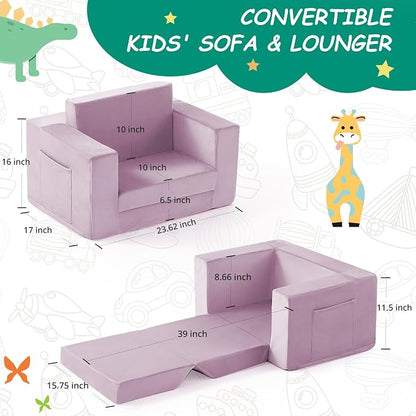 Kids Couch, 2-in-1 Toddler Chair Comfy 1-3 Years, Convertible Kids Chair - Image 3