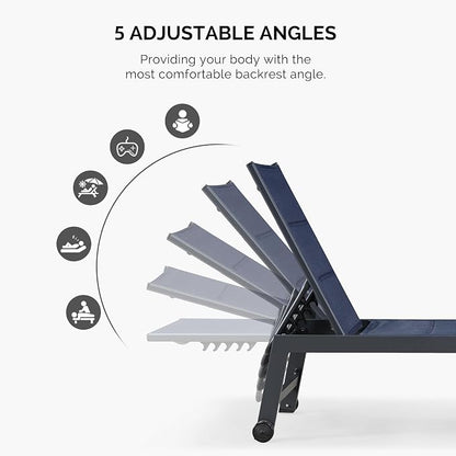 PURPLE LEAF Outdoor Patio Chaise Lounge Set of 4 Aluminum Lounge Chair - Image 5