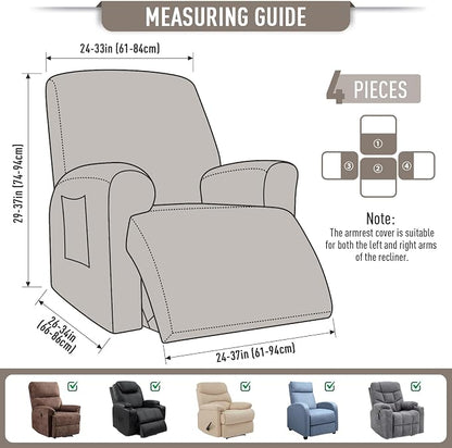 TAOCOCO Recliner Cover 4-Pieces, Recliner Stretch Sofa Slipcover, Recliner - Image 5