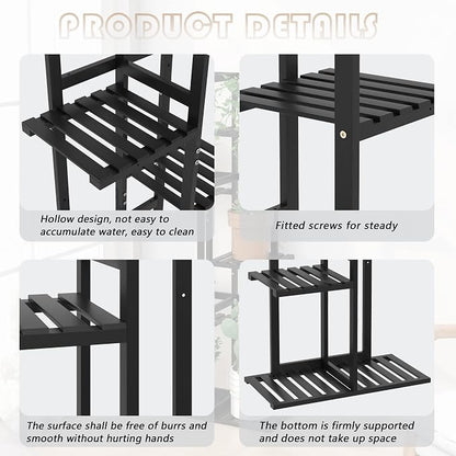 Laiensia 5 Tier Bamboo Plant Stand Rack 6 Potted Multiple Flower Pot Holder - Image 8