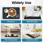 PoYang 17"x12" Coffee Mat Small, Coffee Bar Accessories for Countertop, Absorbent Dish Drying Mat, Anti-Slip and Hide Stain Pad for Espresso Machine, Espresso Maker and Kitchen Counter, Black