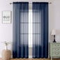Navy Blue Sheer Curtains 90 Inches Long 2 Panels, Light Filtering Voile Airy by Lecloud