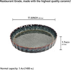 Ceramic Pie Pan Quiche Baking Dish, 11 Inch Round Ruffled Edge Au Gratin Baking Dishes, 1.4 Quart Non-Stick Pie Dish, Tart Pan, Pie Plate for Apple, Oven, Dishwasher and Microwave Safe