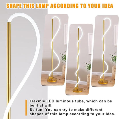 Modern LED Gold Floor Lamp, 3-Level Dimmable Flexible DIY Modeling Tall - Image 3