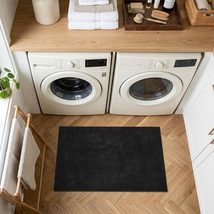 2x3 Black Solid Area Rug Washable Non-Slip Soft - Image 4