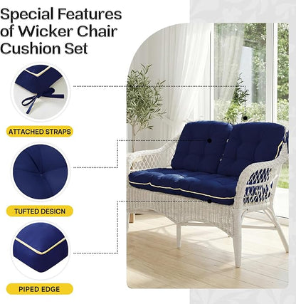 1 MIDDLE ONE Wicker Chair Cushions 3 Pieces Set - Image 5