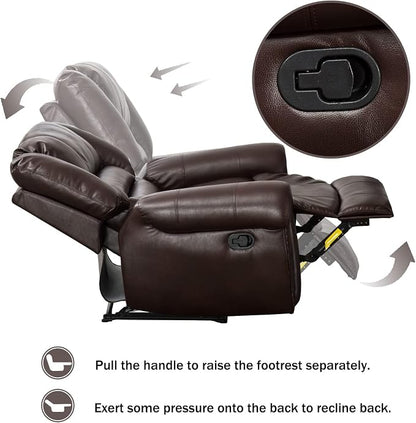 CANMOV Leather Recliner Chair Set of 2, Classic and Traditional Manual Recliner - Image 6