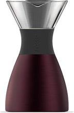 asobu Insulated Pour Over Coffee Maker (32 oz.) Double-Wall Vacuum, Stainless-Steel Filter and Take on the Go Carafe (Burgundy)