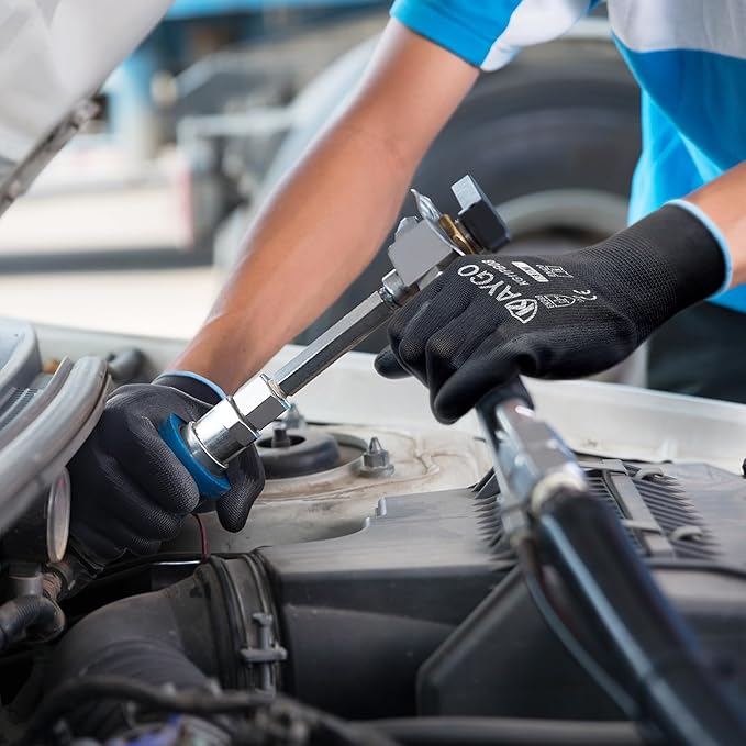 KAYGO Safety Work Gloves PU Coated,60 Pairs KG11PB Seamless Knit Glove for Men and Women, with Smooth Grip on Palm and Fingers, Ideal for General Duty Work (Small, Black)