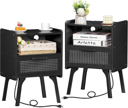 Lerliuo Rattan Nightstands Set of 2 by Lerliuo