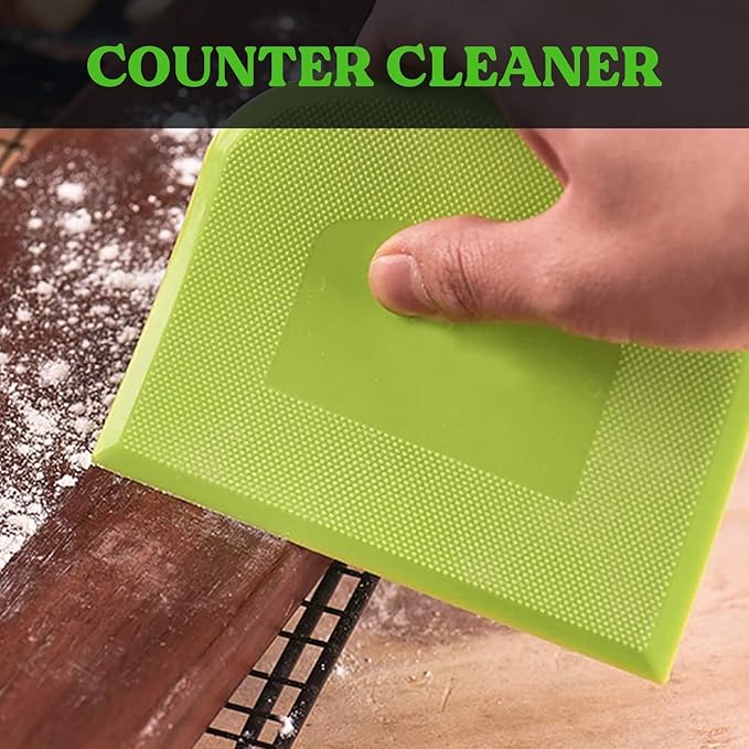 SURDOCA Dough Scraper Bench Scraper - 3P 4.7x3.7" Plastic Flexible Bowl Scraper, Sharp Edge & Angles Cake Scraper. Non-Slip Bakeware Decorating Tools Sculpting & Modeling Tools - Yellow+White+Pink