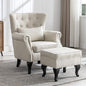 Mid Century Modern Accent Chair Upholstered Armchair Comfy Linen Fabric Tufted by Janoray