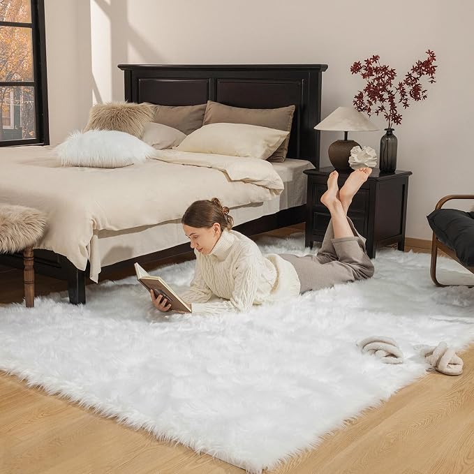 Ashler Home Deco Faux Fur Rug, Fluffy Shaggy Area Rug Ultra Soft 5 x 7 Feet - Image 2