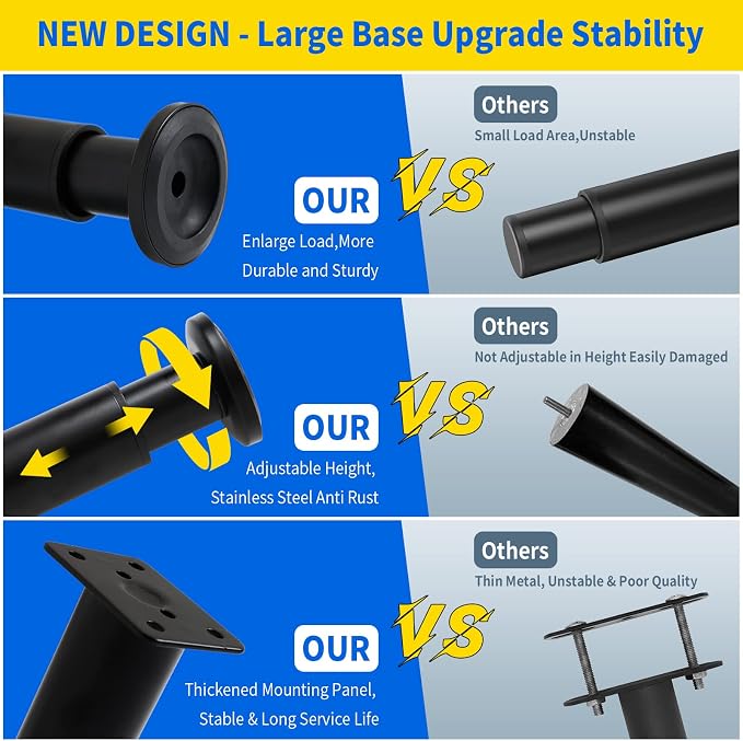 4 Pcs Adjustable Height Furniture Support Legs 3.15-4.72 inch, Metal Heavy Duty - Image 3