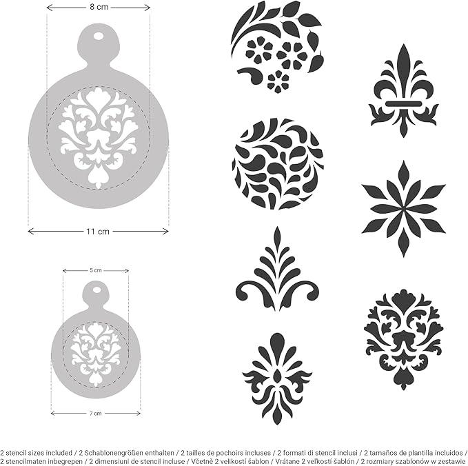 NAKLEO Coffee Stencils and Cookies Decoration 14Pcs 2.8”x2.8” and 4.3”x4.3”, Reusable Plastic Baking Templates, Ornament Pattern Decor, Barista DIY Art Craft, Capuccino Latte Chocolate Cake Biscuit
