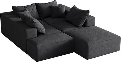 132" Modular Sectional Sleeper Sofa Couch, Modern Cloud Chenille Sectional Couch - Image 4