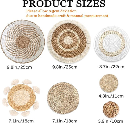 7 Pack Boho Wall Basket Decor - Image 3