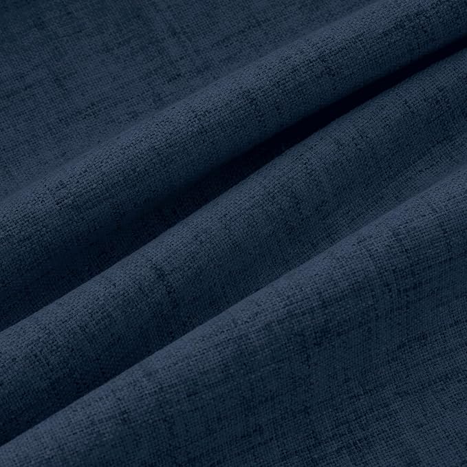 MIULEE 100% Blackout Linen Curtains 42 x 90 Inch Midnight Blue 2 Panels | - Image 9