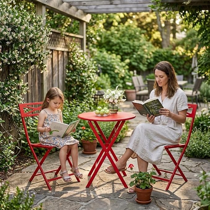 GarveeLife 3 Piece Patio Bistro Set, New Iron Outdoor Furniture Set, Metal by GarveeLife